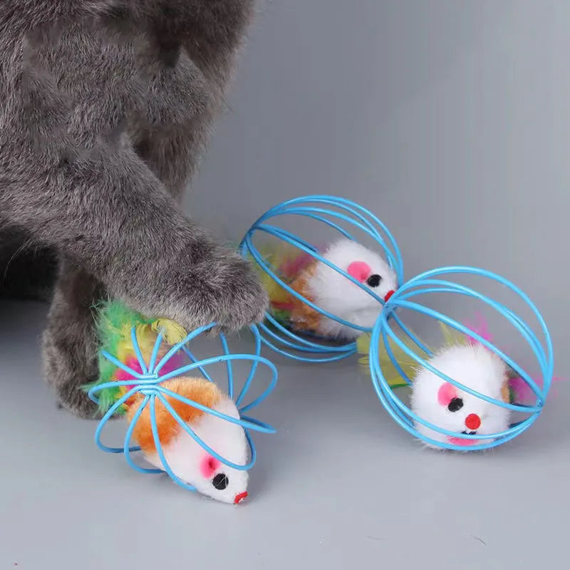 Souris en Peluche Simulée avec Cage - LePetitChat