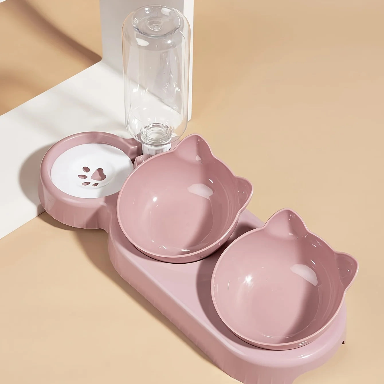 Bol pour Chat avec Distributeur d'Eau - Ensemble 3 en 1 avec Design Incliné - LePetitChat