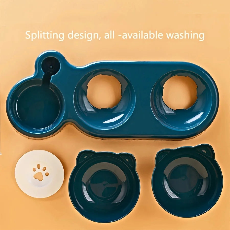 Bol pour Chat avec Distributeur d'Eau - Ensemble 3 en 1 avec Design Incliné - LePetitChat